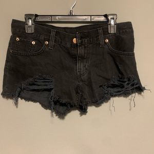 levi black ripped shorts